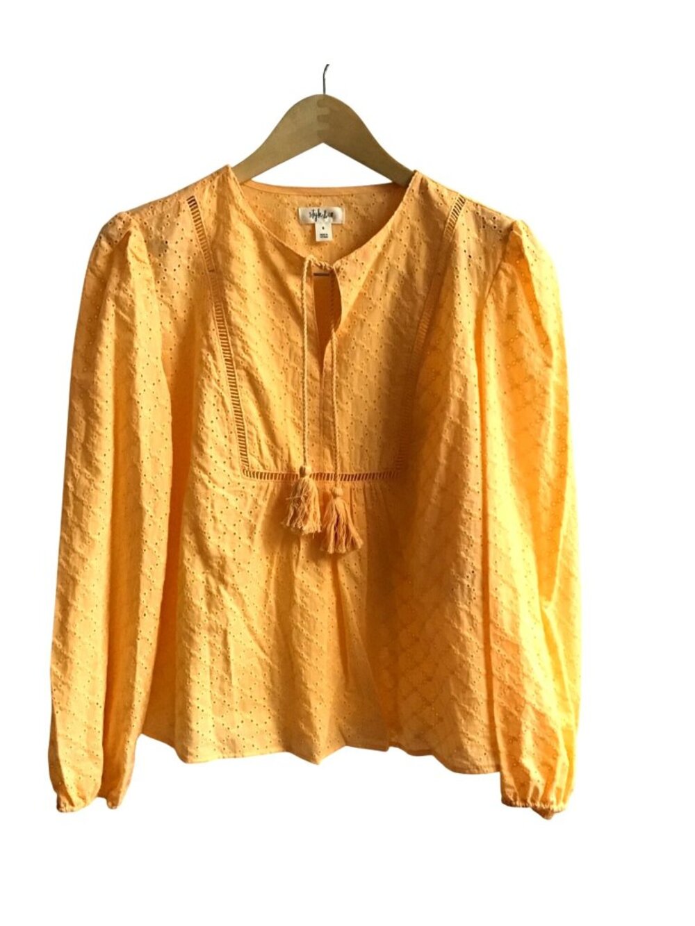 STYLE & CO-WOMEN'S ORANGE 100% COTTON LIGHT LONG SLEEVE TOP SIZE SMALL-NWT